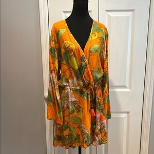 Orange swim beach vacation coverup pull over